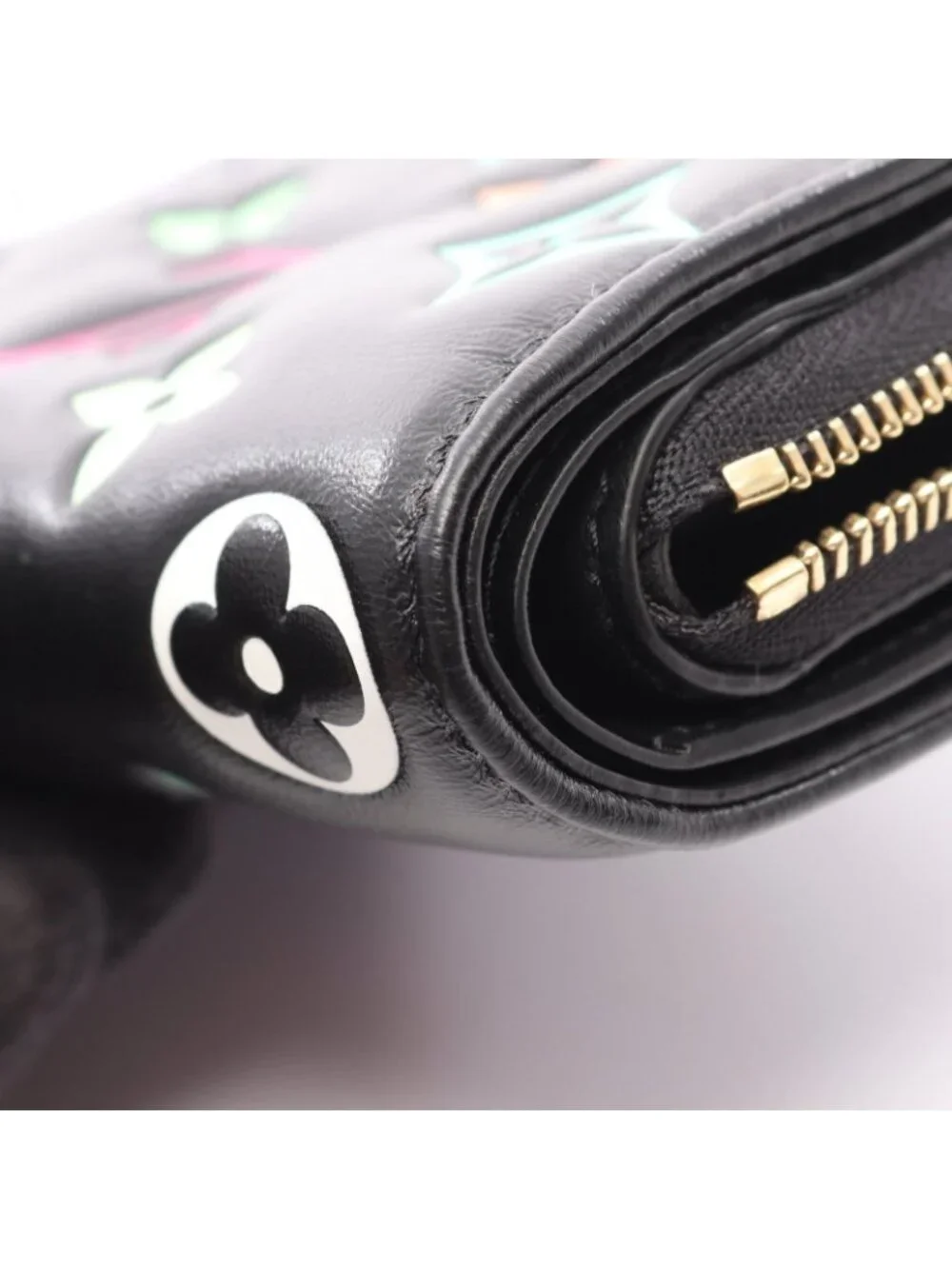 Louis Vuitton Bifold Wallet LV TM Portefeuille Lou Noir Multicolor Leather LV